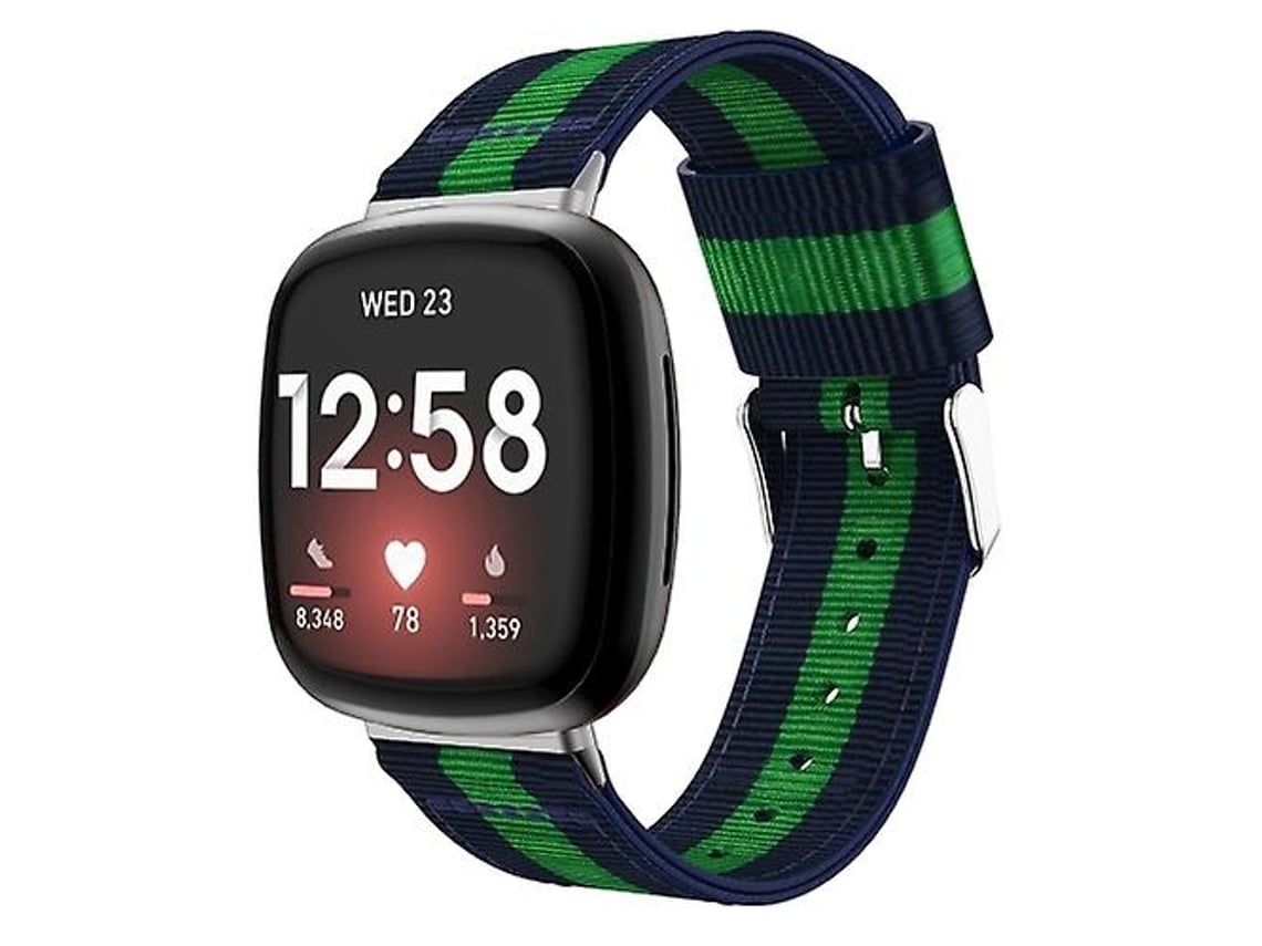Pulseira De Nylon, Compatível Com Fitbit Versa 3, Verde E Preta