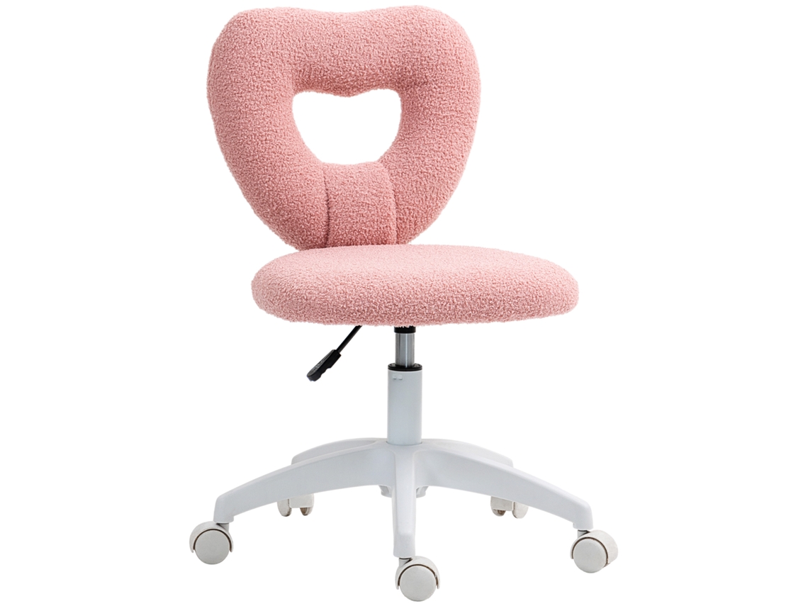 Cadeira Giratória Escritório Coração, tecido, altura ajustável, sem braços, rosa VELTRIX NOVELTRIX