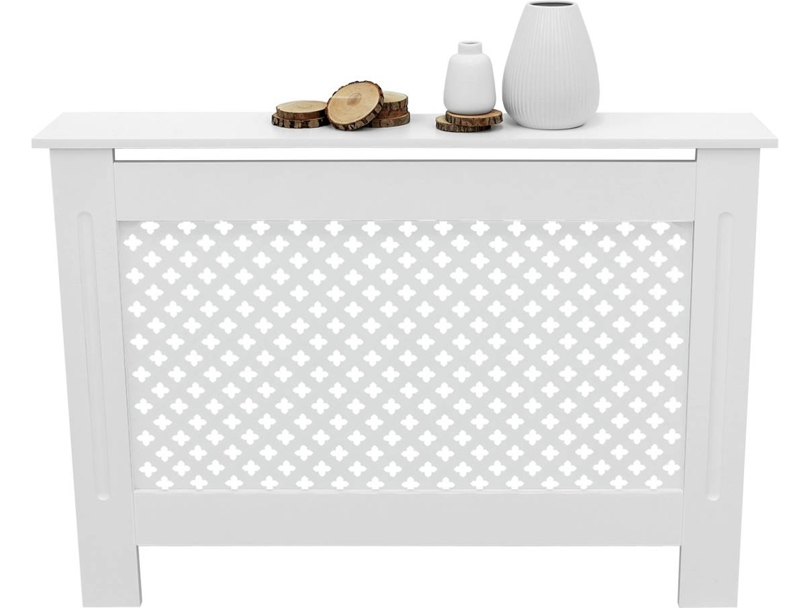 Cobertura do radiador ECD 112x19x82m MDF lacado branco vintage design alveolar