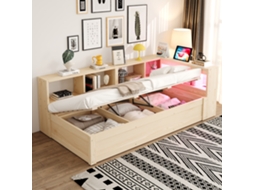Sofá Cama 90x200 Cm Com Tomada Eu Arrumação E Led Multicolor Madeira Sem Colchão