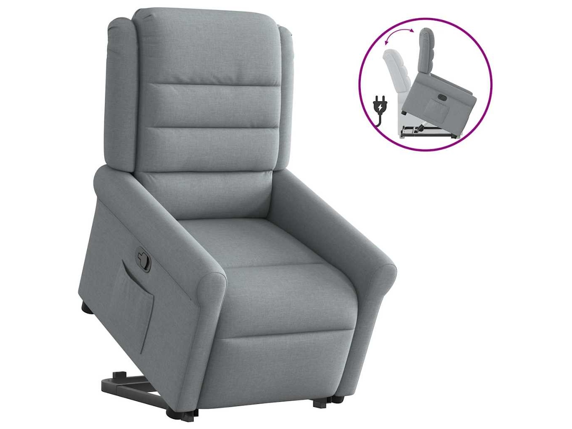 Vidaxl Poltrona Reclinável Elevatória Tecido Cinzento-claro