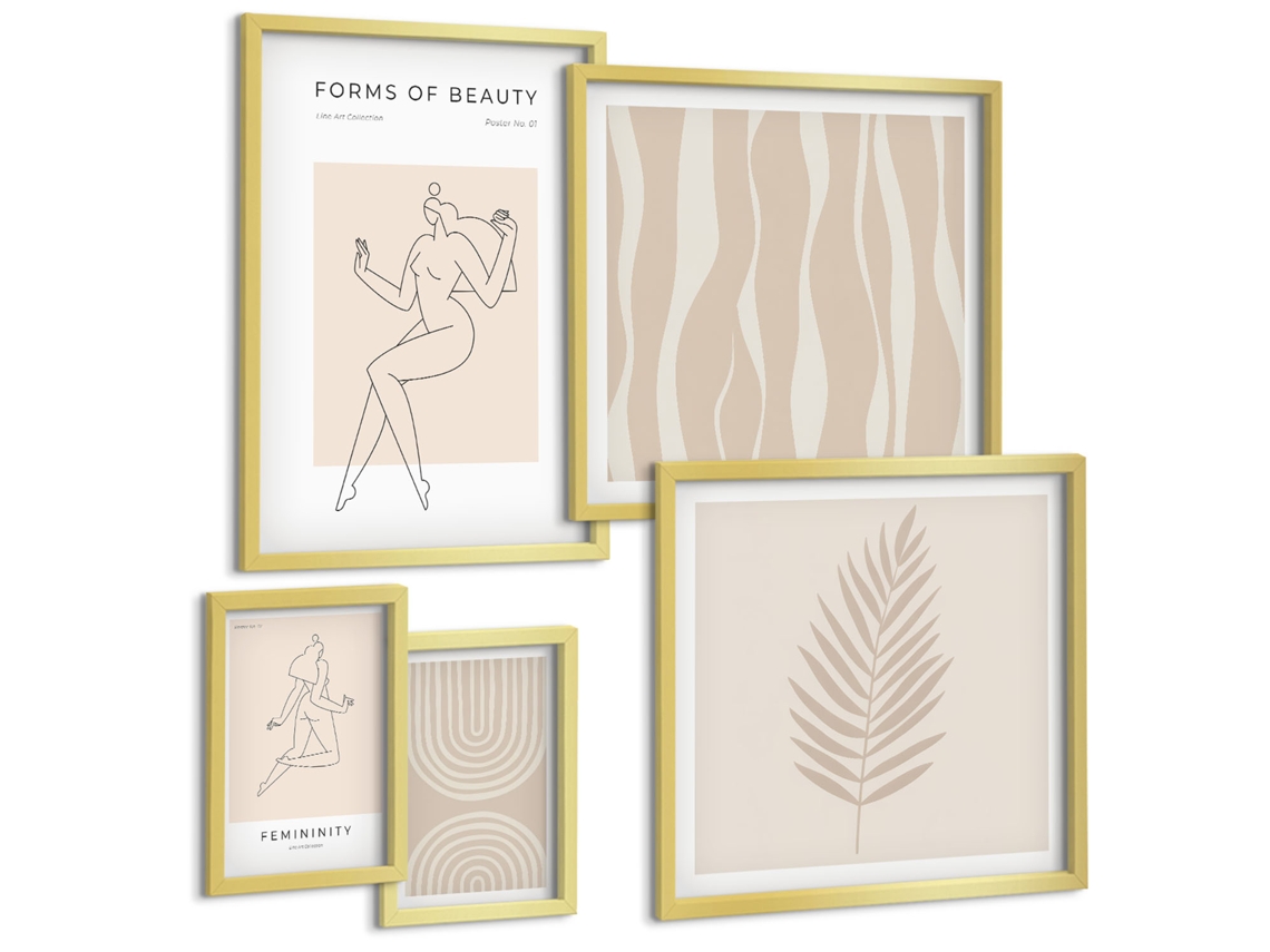 Conjunto De Pinturas Beleza Minimalista Motivos Espelharte (5 Peças)