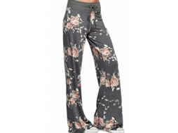 2026 pantalones Anchos de Pijama para Mujer Con Estampado Floral Y Cuerda Ajustable, Confortables Y Elásticos S Gris Escuro