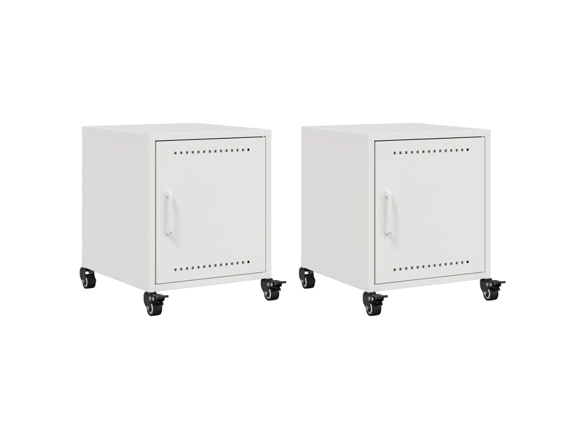 Mesas de Cabeceira 2 Pcs 36x39x43,5 Cm Aço Branco MAISON EXCLUSIVE