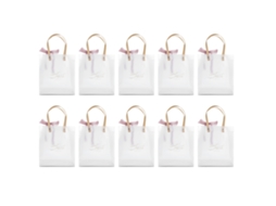 Conjunto de 10 Bolsas Transparentes PVC para Doces de Casamento Aniversário Natal com Laço Rosa com S/MARCA