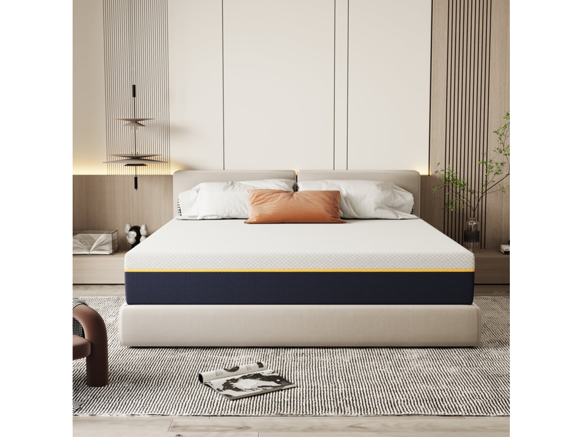 Colchão Duplo Para Adulto, 120 X 190 Cm, Espessura 21 Cm (espuma Viscoelástica + Fibras De Carvão De Bambu)