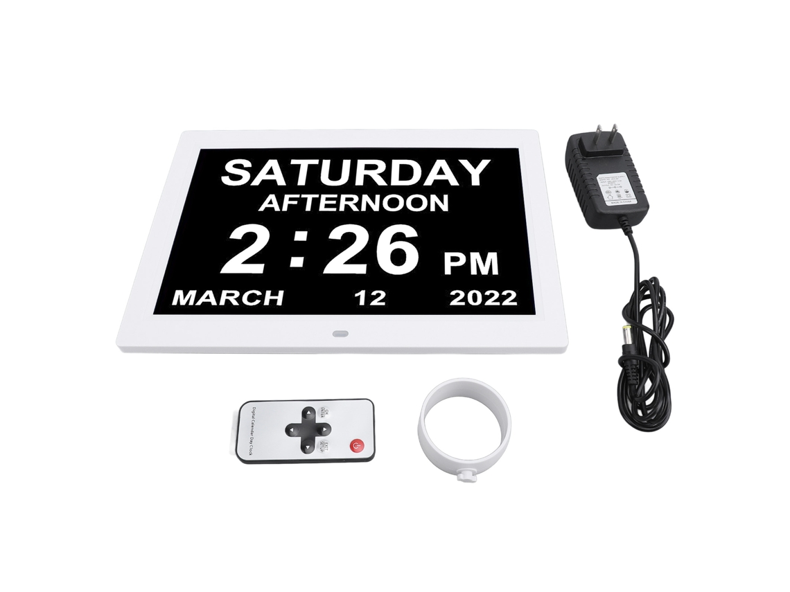 Relógio de Calendário Eletrônico Digital EOOCOO (3 Lembretes de Medicação, 12 Alarmes Personalizáveis)