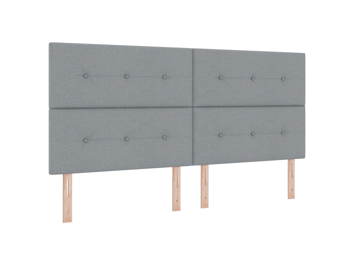 Cama Com Cabeceira Alta Em Cinza Claro Vidaxl Cinzento-claro Tecido (200x7x118/128cm)