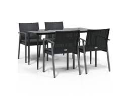 Garden Dining Set, Garden Dining Sets Vidaxl Preto Rattan / Vime (140 Cm Table Length)