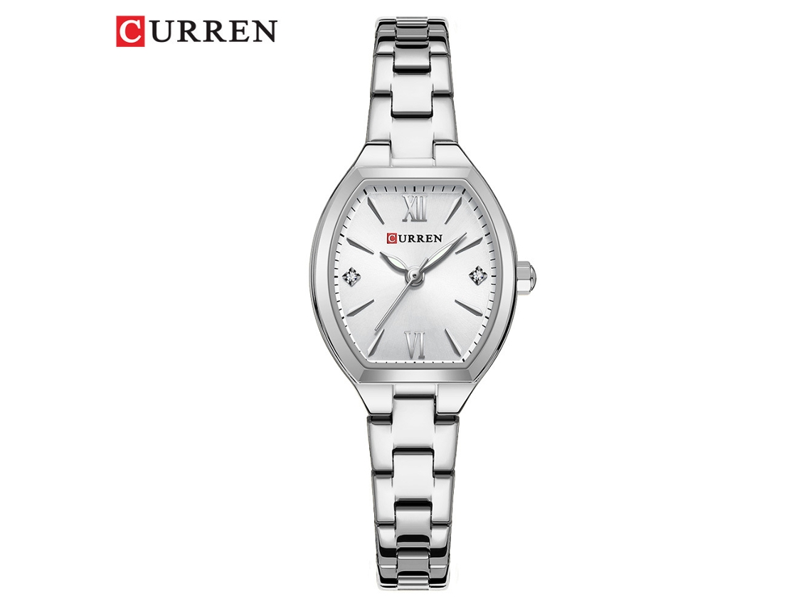 Relógio De Pulso Feminino Elegante Com Pulseira De Aço, Formato Tonneau Simples, Relógio De Quartzo.