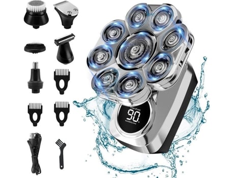 9d Barbe Tête Careca Homem, 10 Em 1 Barbe Elétrica Para Homens Com 9 Lâminas De Barbeador Tête Rotativas Homem Rotativoj66 Sanag