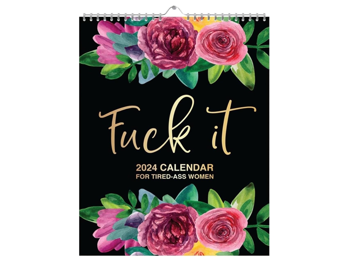 Ats calendário Mural 2024 com Crochê Palavras Grosseiras Divertidas Mensais Calendário de Mesa para Mulheres Cansadas 8,3 X 10,6 Polegadas