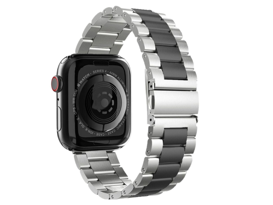 Bracelete Aço Ajustável para Apple Watch Series 6 44mm Cinzento e Preto