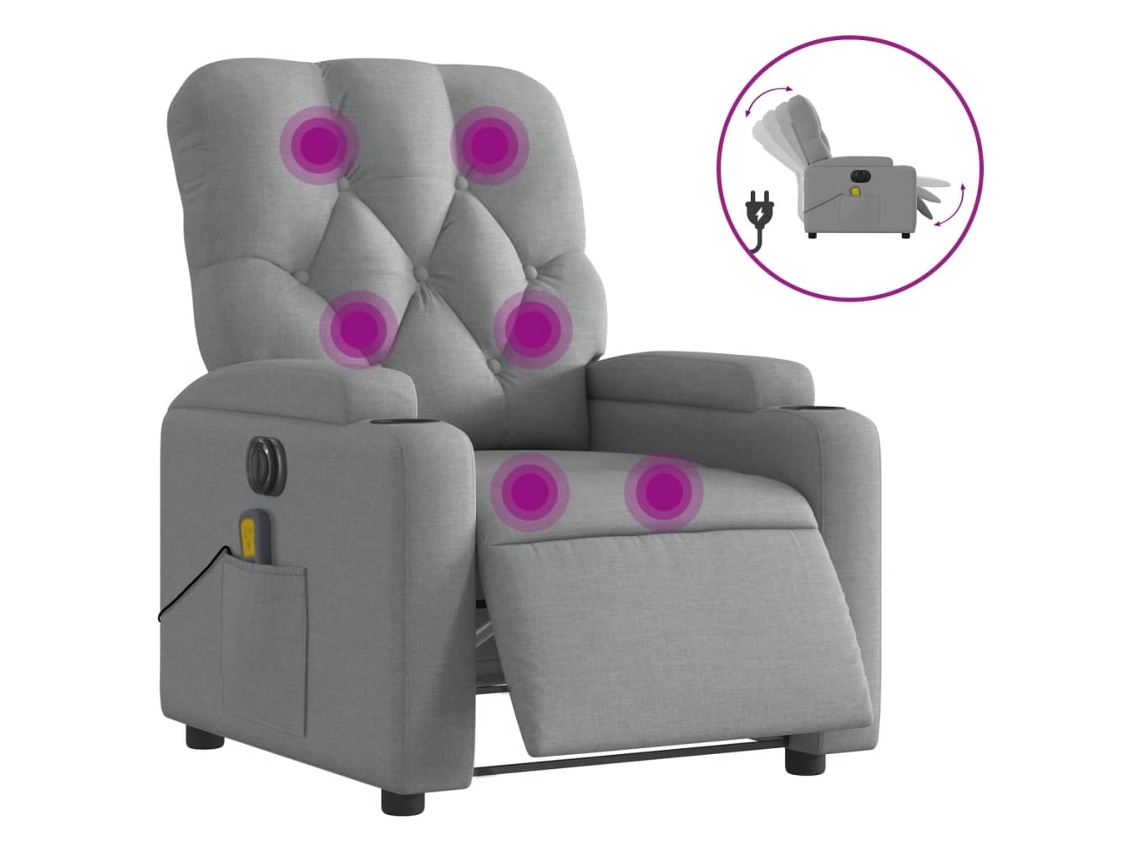 Electric Massage Recliner Chair, Electric Massage Recliner Chairs Vidaxl Cinzeto Tecido