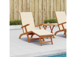 Vidaxl Espreguiçadeira Reclinável E Dobrável 2 Unid. Branco Creme