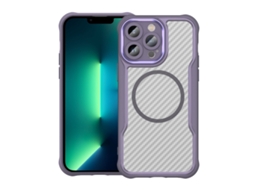 Capa Transparente Para Iphone 13 Pro Max - Textura De Fibra De Carbono - Magsafe