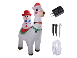 Decoração Inflável de Natal Boneco de Neve Montando Alpaca 1,8m | S/MARCA