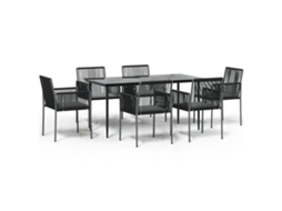 Garden Dining Set, Garden Dining Sets Vidaxl Preto Rattan / Vime (mesa Com 160 Cm De Comprimento)