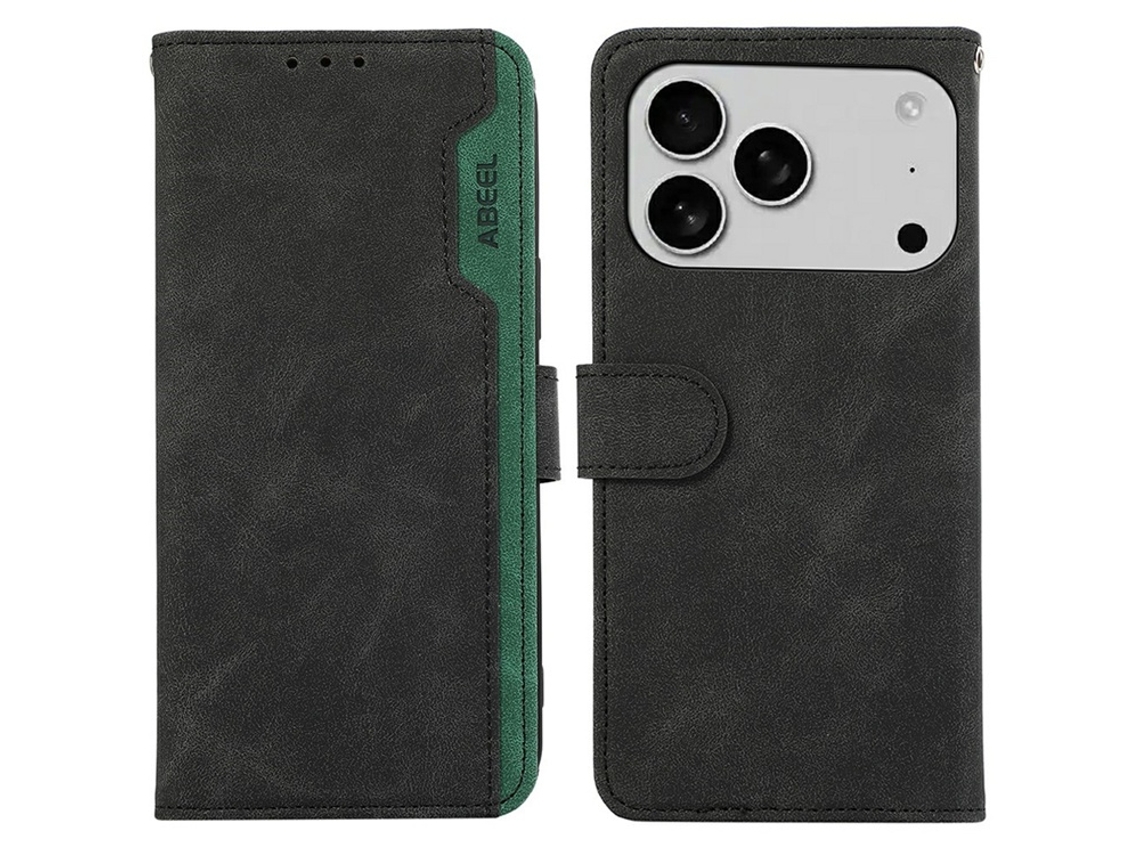 Capa Carteira Abeel Para Iphone 17 Pro Max Em Couro Sintético Com Proteção Rfid