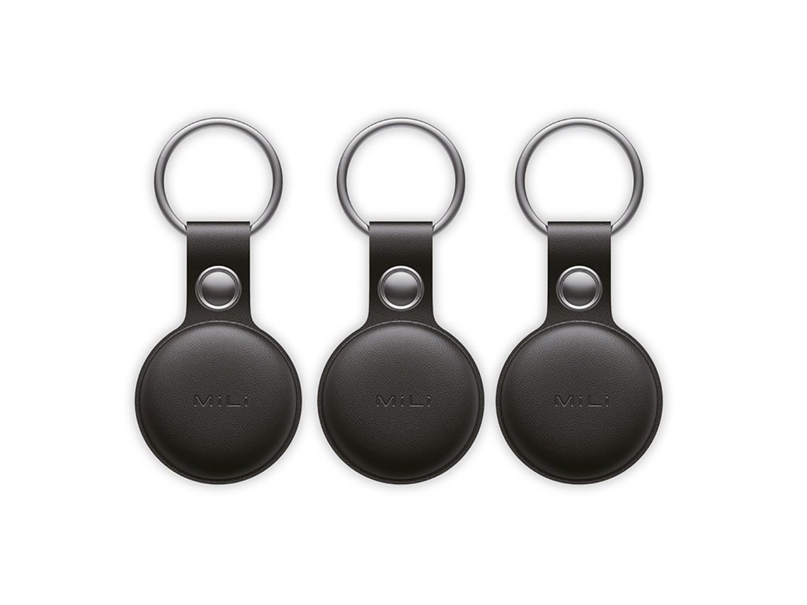Chaveiro Mitag de couro sintético com rastreamento Apple (pacote com 3), preto