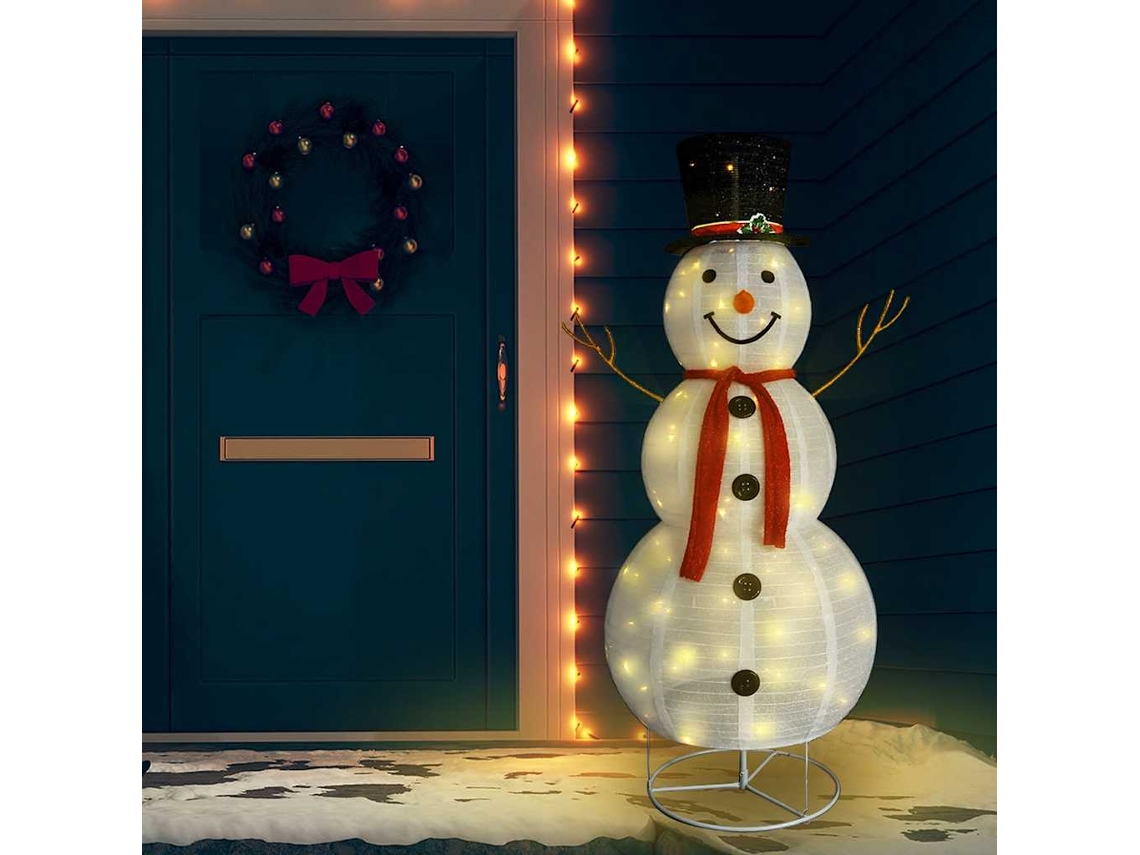 Vidaxl Boneco De Neve Decorativo Com Luz Led Tecido De Luxo 180 Cm