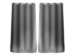 Conjunto De Cortinado Blackout Toilinux Ilhós Redondos Poliéster Cinzento - 2pcs (240 Cm)