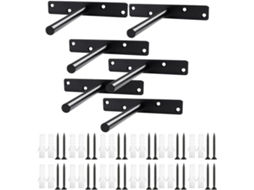 Suporte De Parede Invisível Em Aço Preto De 6 Cm Para Prateleira Flutuante, Com Parafusos Inclusos.