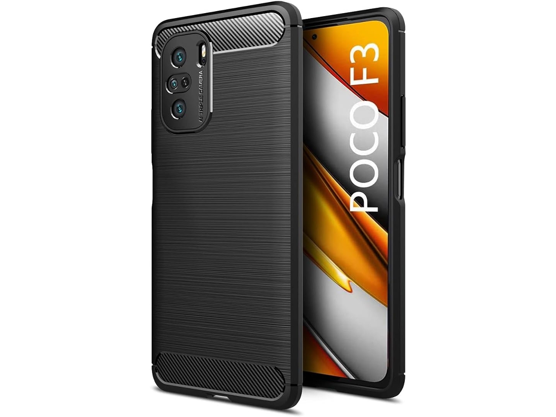 Capa Protetora Design Fibra para Xiaomi Xiaomi Poco F3 6.67 HONGWE. Preto