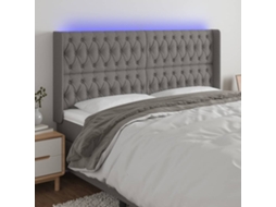 Vidaxl Cabeceira De Cama C/ Led Tecido 183x16x118/128 Cm Cinza-escuro