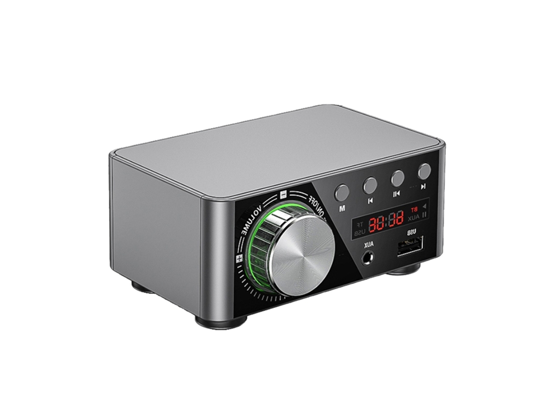 Hifi Bt5.0 Amplificador Digital Mini Amplificador de Áudio Estéreo 100W Canal Duplo Potência de Som Receptor de Áudio Estéreo Amp Usb Aux Pa Prata