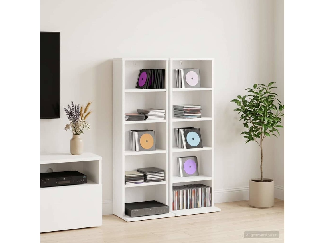 Vidaxl Armário Para Cd 2 Unid. Branco 33 X 23,5 X 97,5 Cm