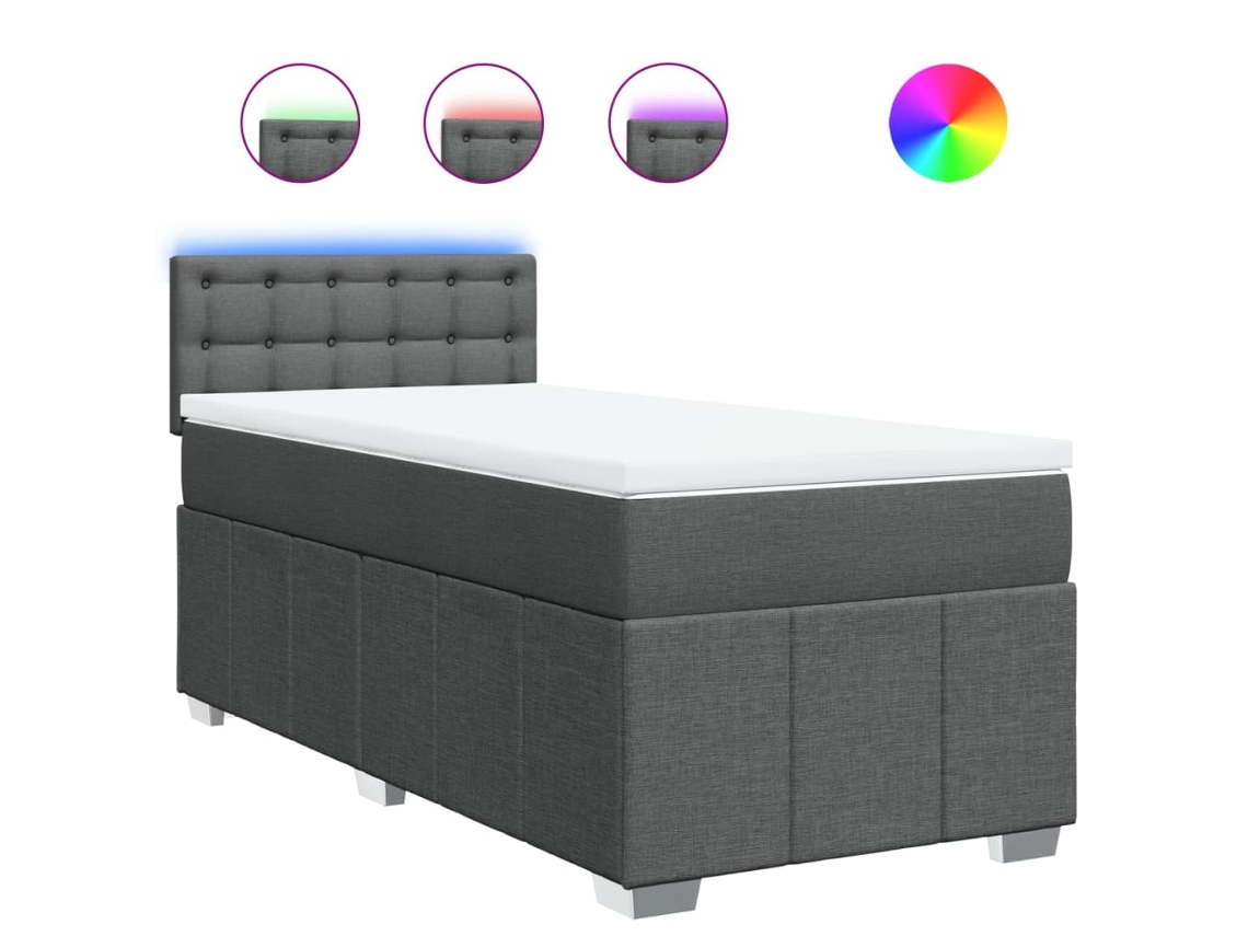 Conjunto 1 Cama Box Spring Vidaxl Cinzeto Tecido (200 X 80 X 100.5 Cm)