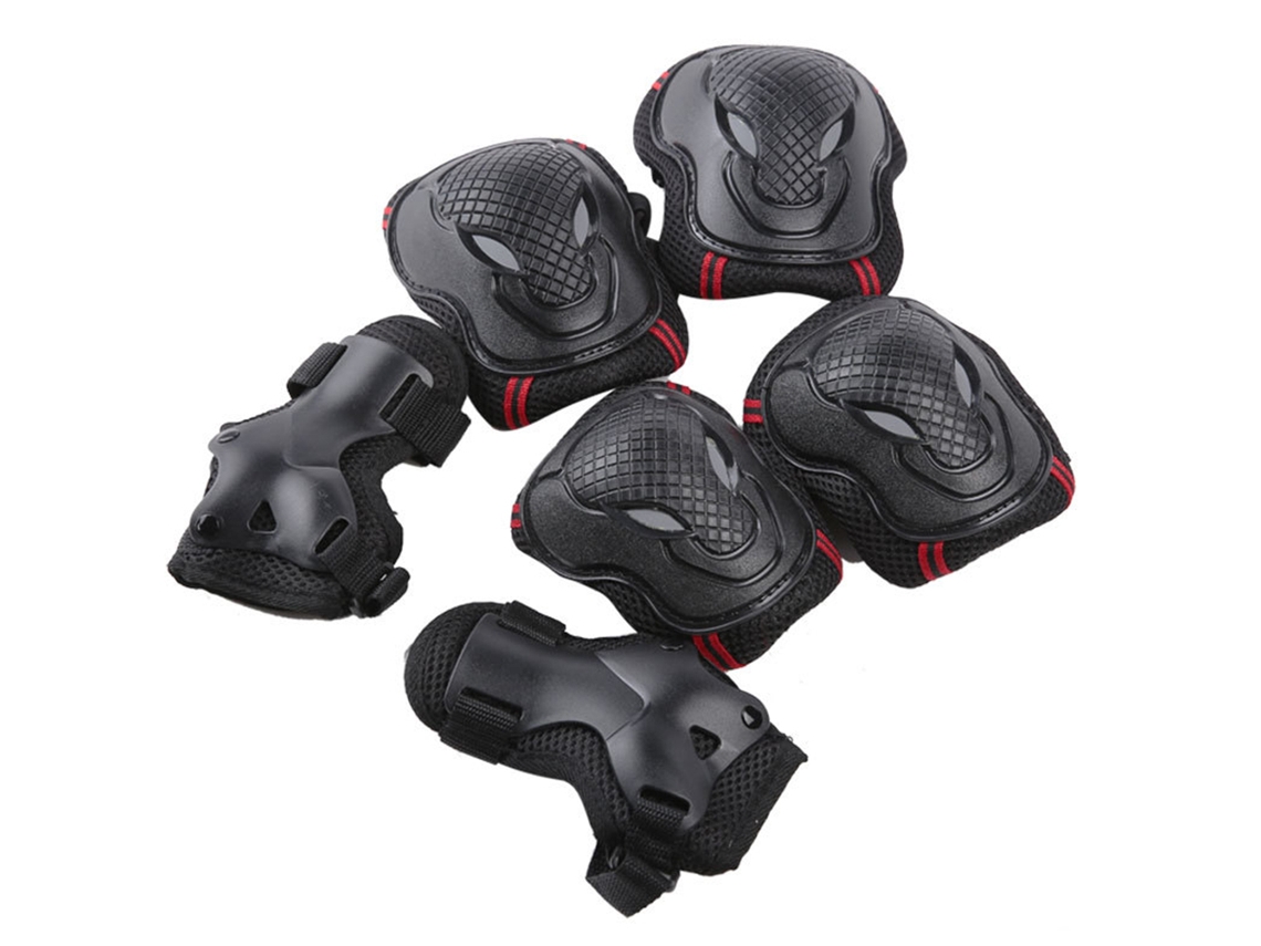 Kit de Proteção para Skate 6 Peças Joelheiras Cotoveleiras e Guardas de Punho S/MARCA