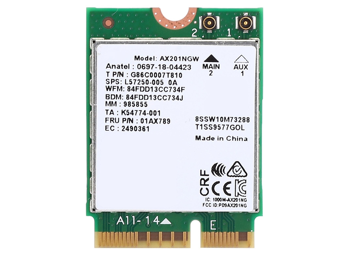 Placa De Rede Intel Ax201ngw Wifi 6 Gigabit 2400m M.2.cnvio2 Com Interface Bluetooth 5.0 Aquaforge