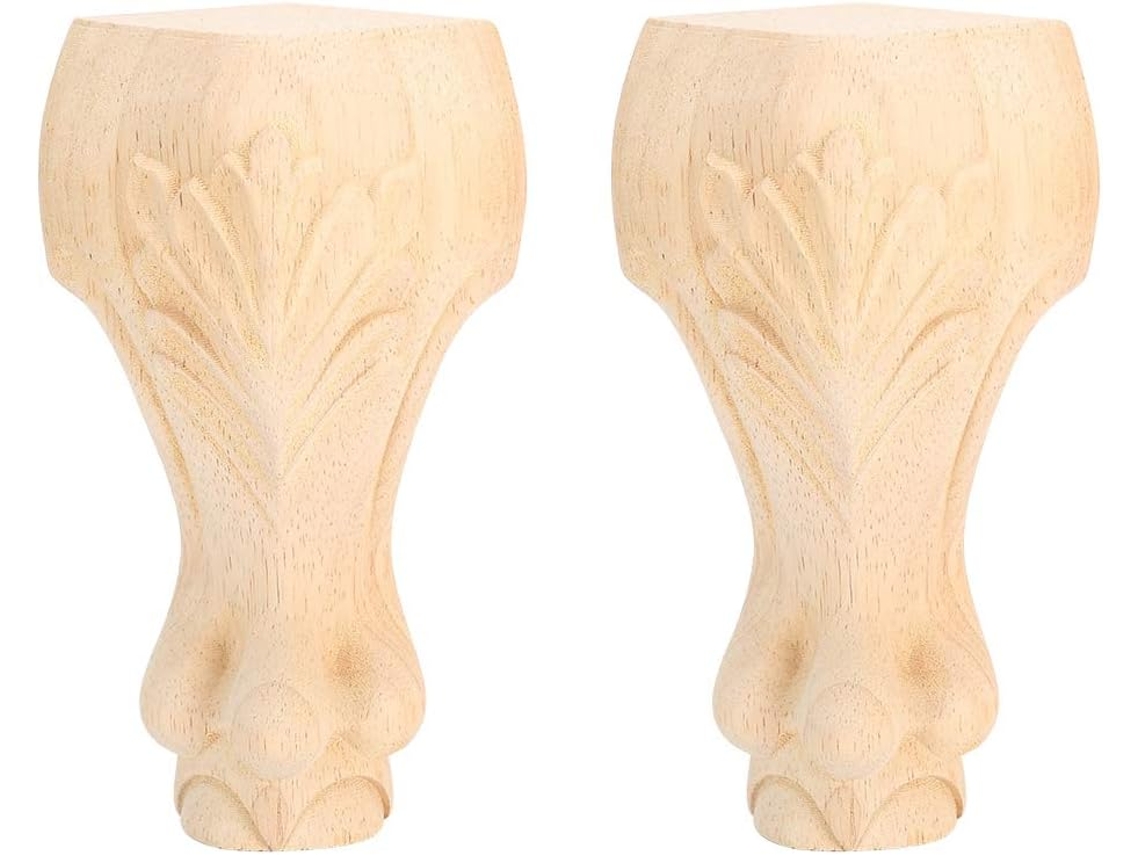 Conjunto De 2 Pés Móveis Entalhados Em Madeira Substituição Para Mesa Centro, Cadeira, Armário, Sofá E Decoração