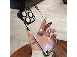 Capa Para Iphone 16 Preta, Sem Moldura, Com Acabamento Eletrogalvanizado, Resistente A Quedas E Poeira.