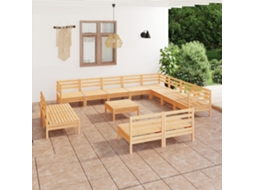 Vidaxl 13 Pcs Conjunto Lounge de Jardim Pinho Maciço