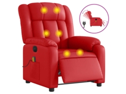 Poltrona De Massagens Elétrica Vidaxl Vermelho Couro Artificial