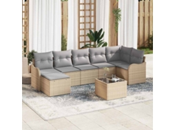 Vidaxl Conjunto De Sofá De Jardim Bege Vime Pe