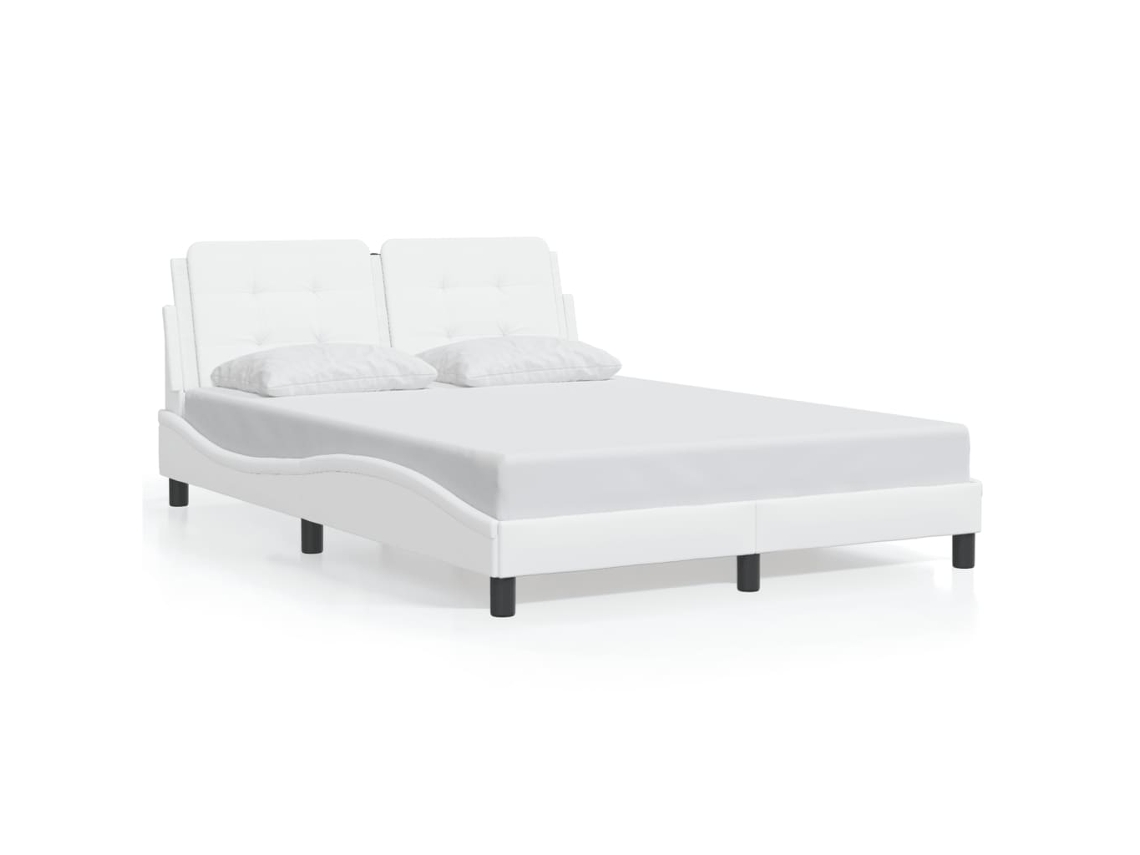 Bed Frame, Bed Frames Vidaxl Branco Couro Artificial (140 X 200 Cm)