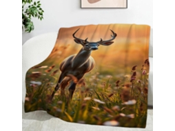 Manta de Grama Veado de cauda branca 180x200 Cm Multifuncional Macia Flanela Aconchegante para Cama Escritório