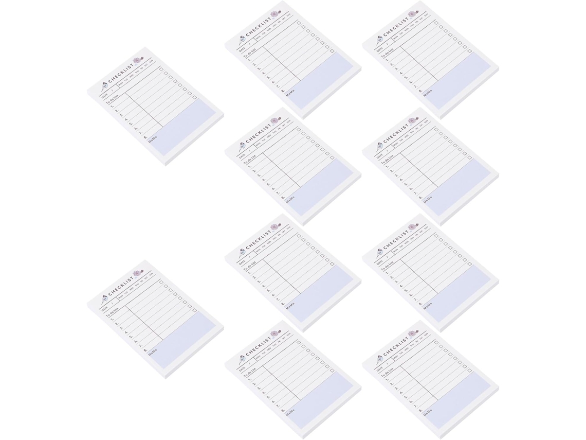 Blocos-notas Carnet Portable Planning Hebdomadaire 10pcs Em Papel Branco, Simples E Genérico