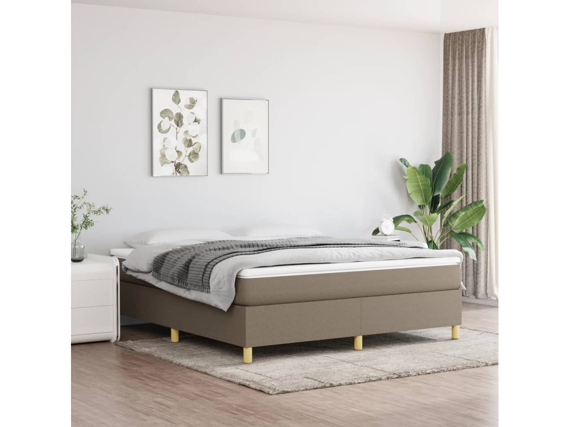 Vidaxl Cama Com Molas/colchão 160x200 Cm Tecido Castanho-acinzentado