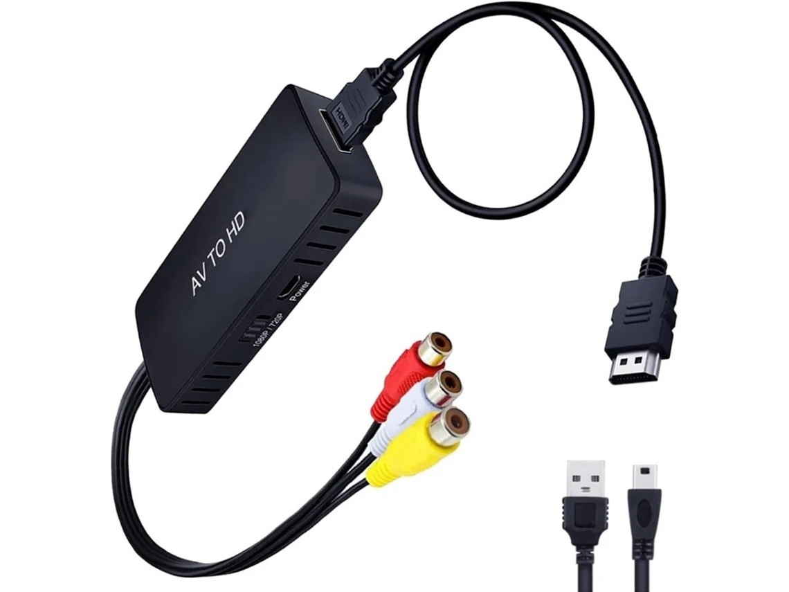1080p Adaptador Conversor Av Cvbs Para Hdmi Suporta Pal/ntsc Compatível Com Pc, Tv, Wii, Xbox, Stb, Vhs, Vcr Conversão De Áudio E Vídeo Bestvite