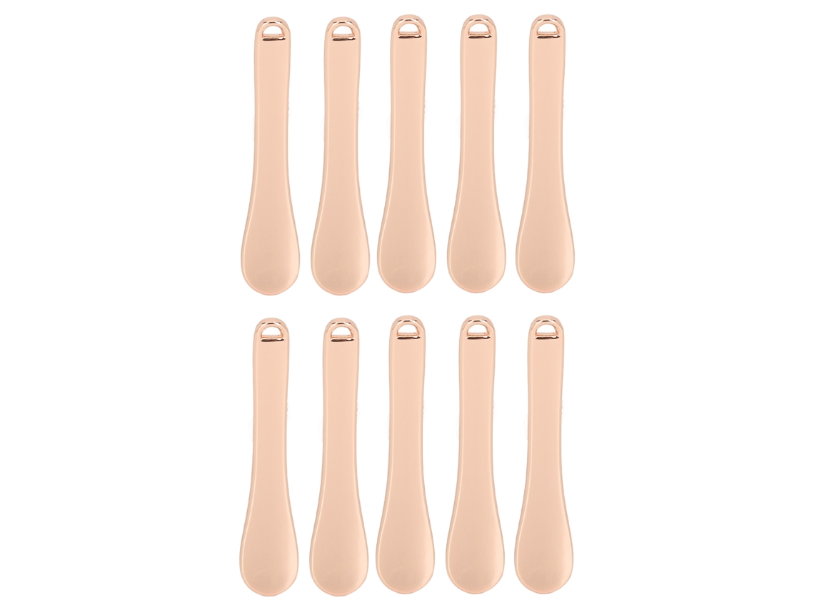 Conjunto de 10 espátulas de massagem para creme para os olhos, espátulas de metal portáteis para maquiagem e máscaras faciais.