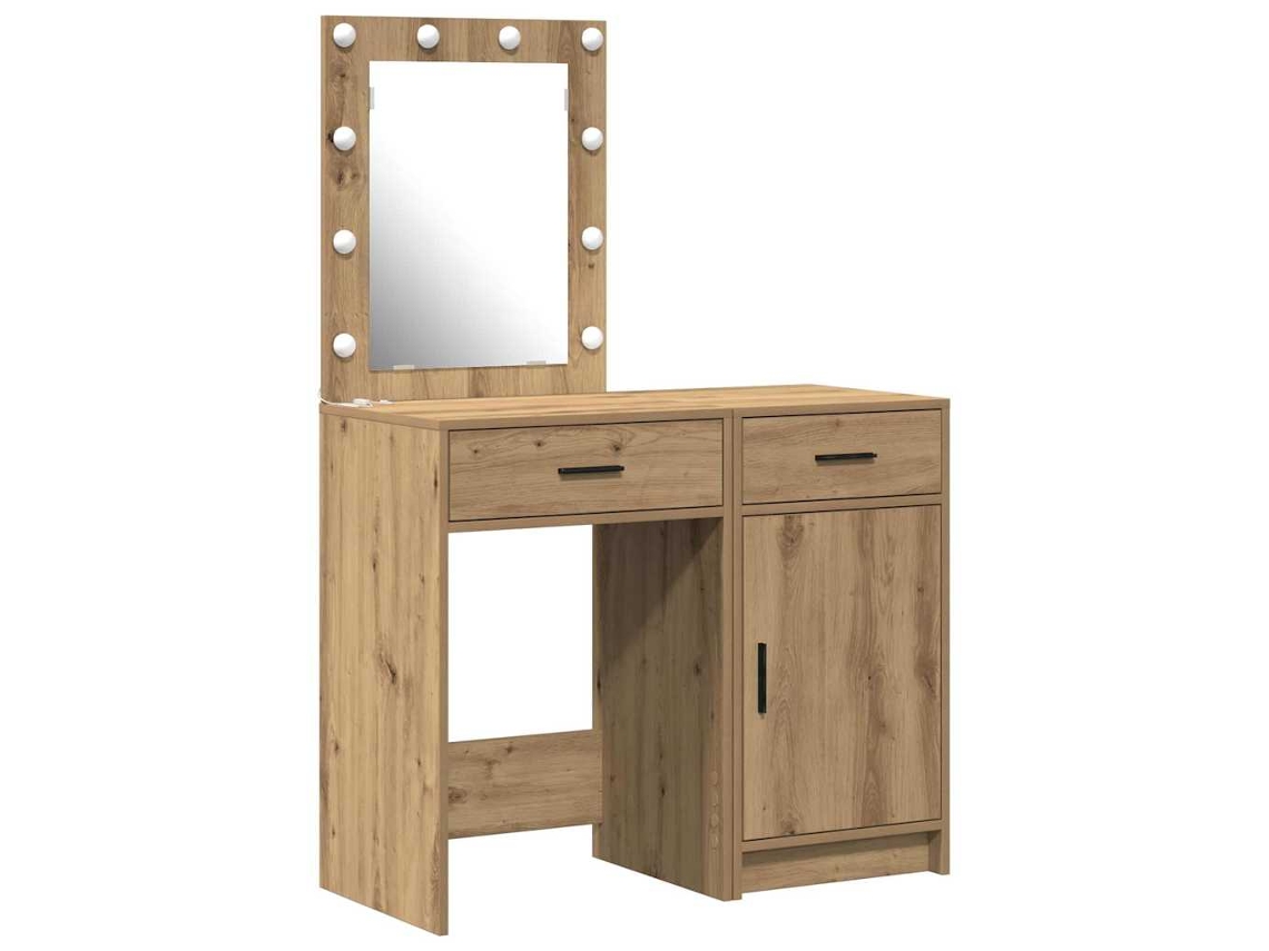 Conjunto de 2 penteadeiras com gaveta Castanho MAISON EXCLUSIVE em madeira trabalhada (50x41x135 cm)