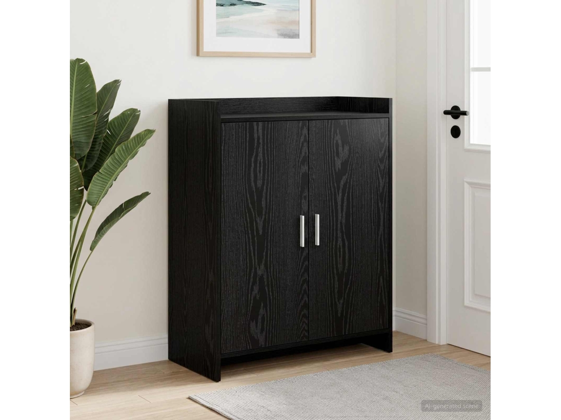Vidaxl Armário De Sapatos Com Porta Carvalho Preto 73,5 X 36 X 92 Cm