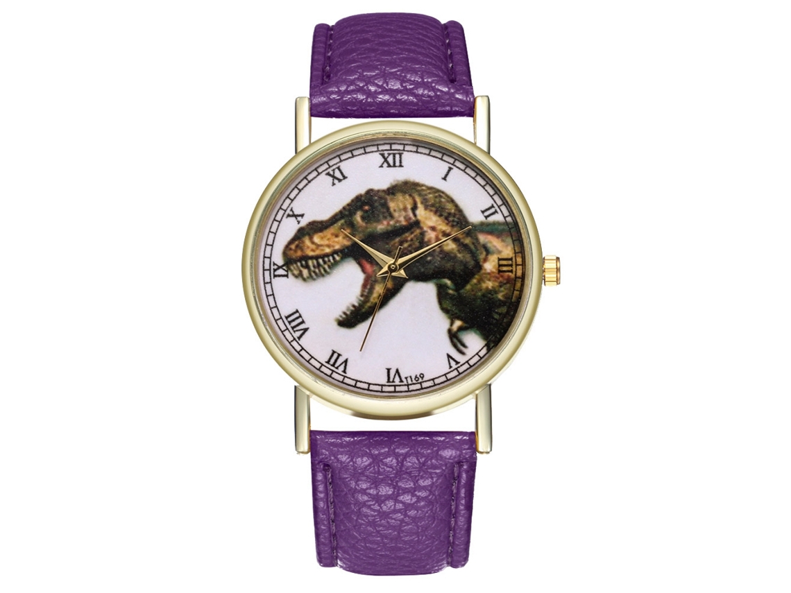Reloj De Cuarzo Elegante Con Patrón De Dinosaurio Unisex Casual (morado)