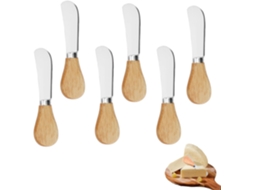 Conjunto De 6 Facas De Manteiga - Pequenas - Aço Inox - Cabo De Madeira - Para Manteiga, Queijo E Doces