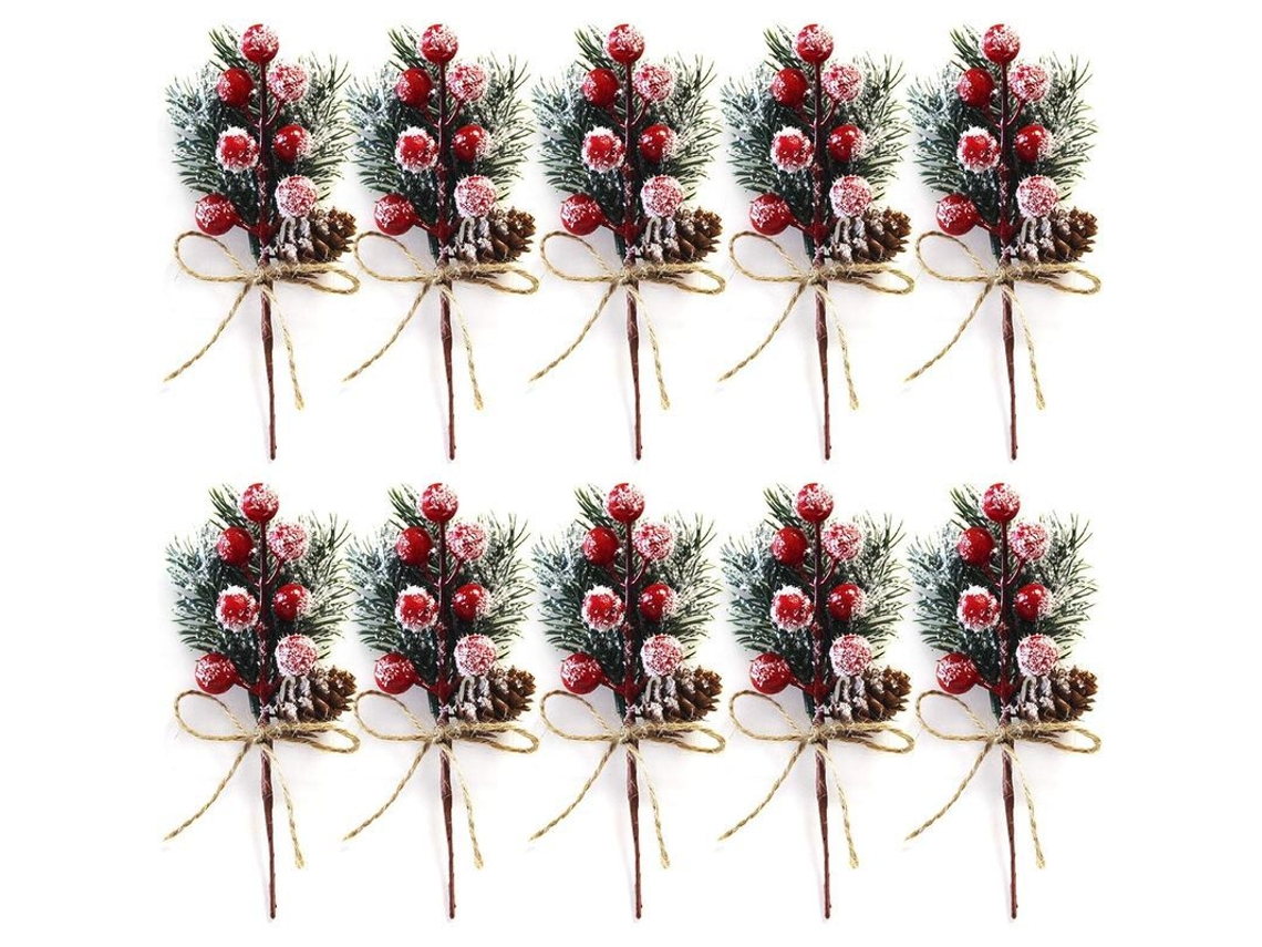 Ramos de frutas vermelhas de Natal, 15cm, com pinhas NOVA LINE